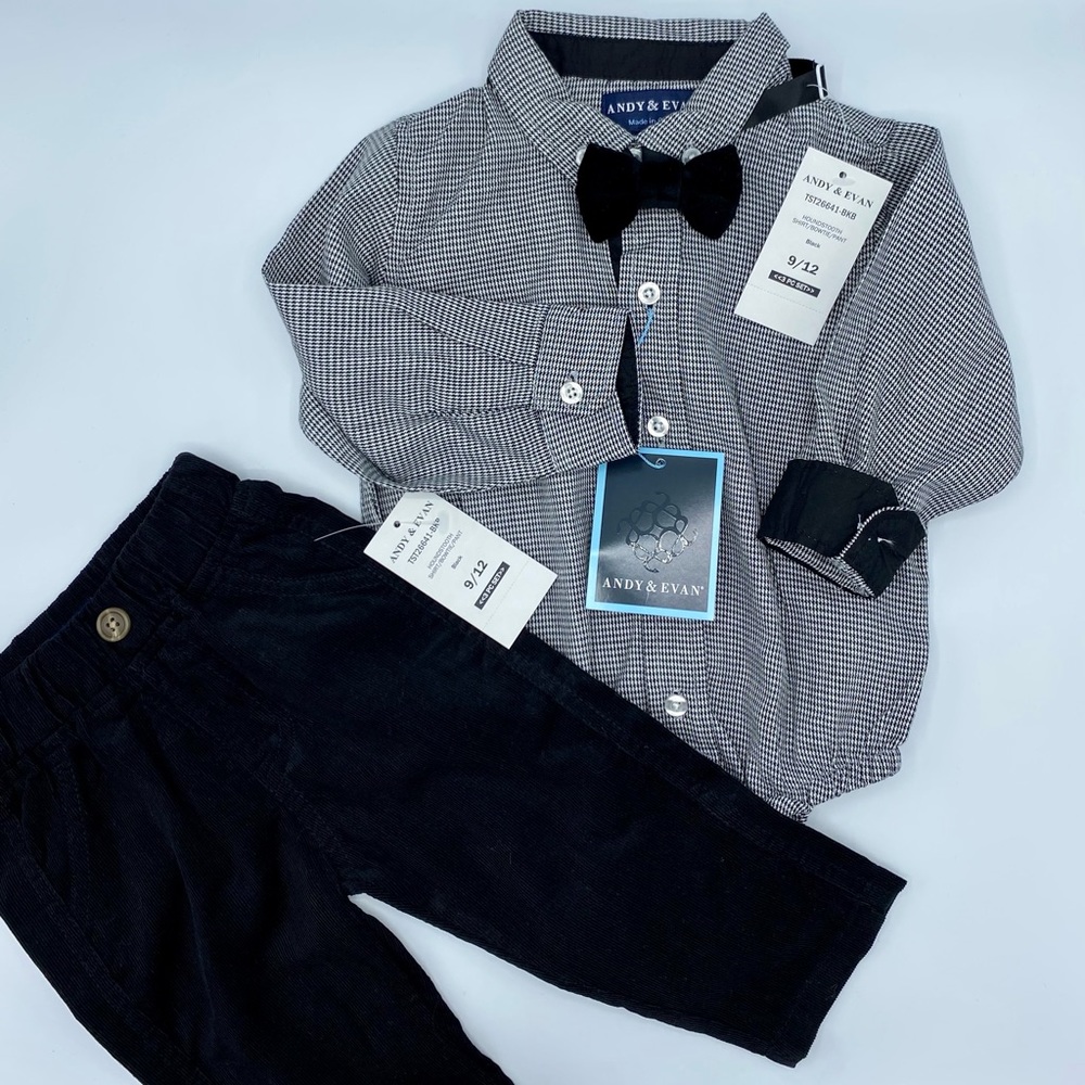NEW, NEVER WORN, ✨ANDY & EVAN✨NWT Boys Black 3 Piece Set (9/12 M)